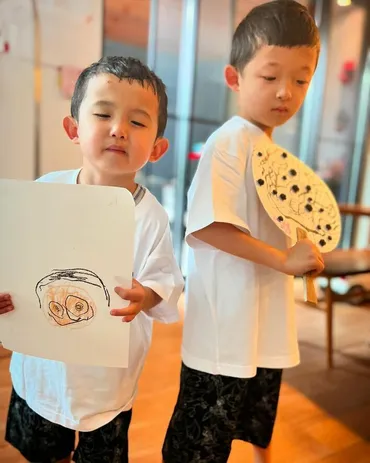 中村獅童 息子・陽喜くん(6)&夏幹くん(3)から父の日のプレゼント 幸せすぎる家族時間に「獅童パパ最高 最幸」の声 