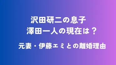 沢田研二の息子澤田一人の現在と元妻・伊藤エミとの離婚理由