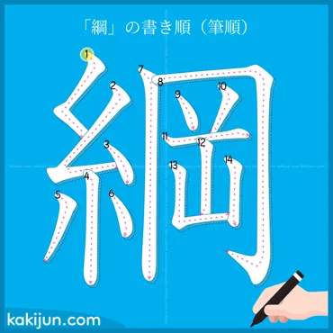 綱」の書き順筆順正しい漢字の書き方