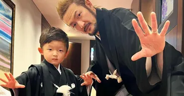 中村獅童、長男・陽喜と初お目見得会見 「全然疲れてないよ」からの爆睡寝落ちまで舞台裏を公開（2/2） 