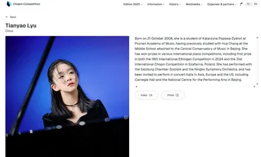 ショパン国際で第4位に入賞し脚光を浴びたティエンヤオ・リュウ（17）、リウ・コトウへ 