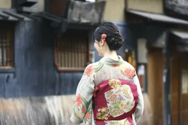 華やかな着物の染色技術の手染友禅染め、京都府京都市の工房にて職人が繊細に描く日本の繊細な伝統技術を動画で